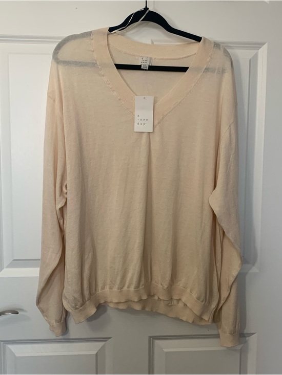 NWT A New Day Cream Lightweight V Neck Sweater Size XXL Soft Knit - Picture 6 of 6